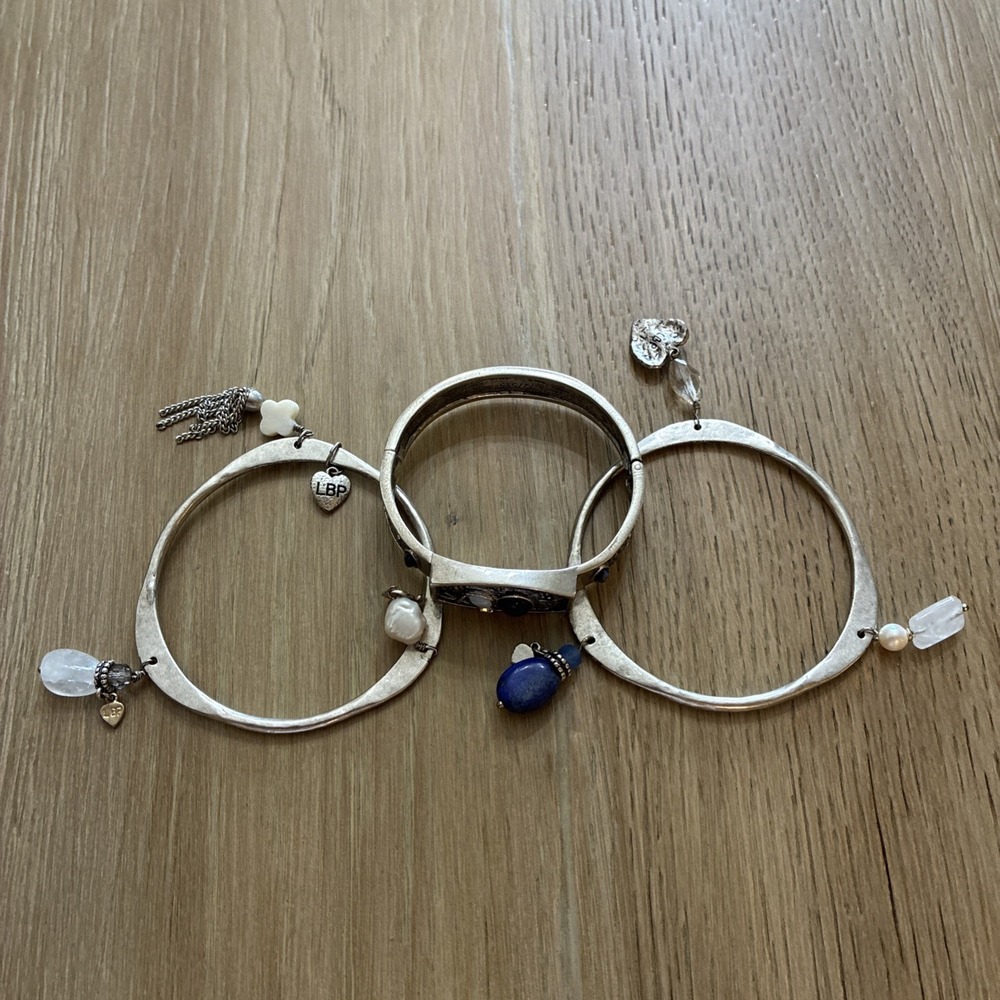 Leslie Block Prip X Chico's Bracelet Set Of 3 Blue Stones Limited Edition LBP